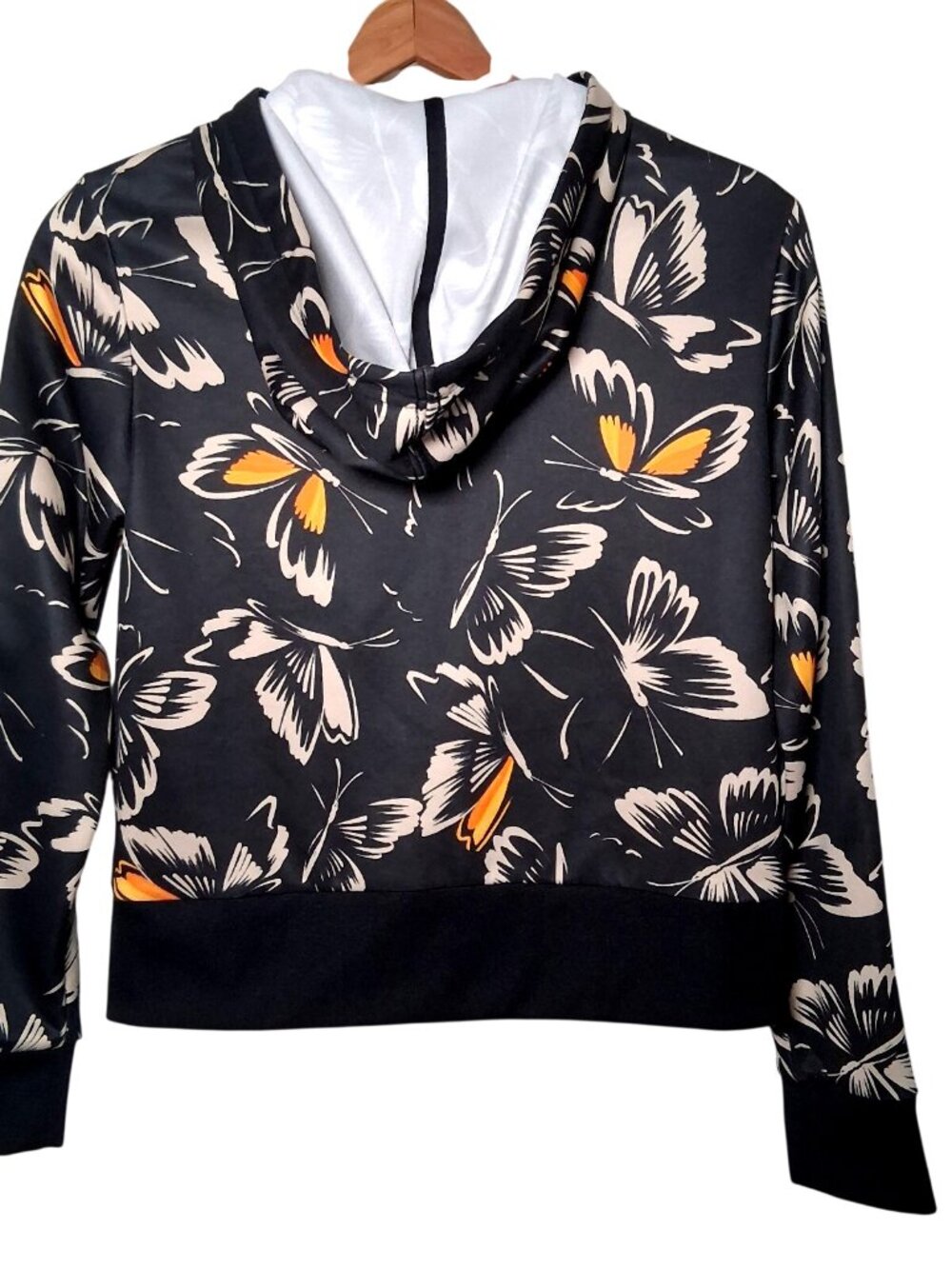 Adidas x Farm Rio Hooded Sweatshirt XS 4-6 Black Butterflies Zip Hoodie Athletic - Picture 2 of 14